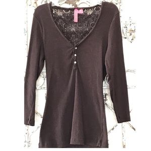 Charlotte top w/crystal buttons & lace back!